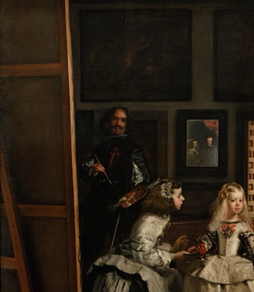 Velázquez s’atura al costat de l’alt llenç de l’esquerra.