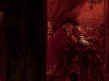 Beyond the doorway, the court dances on, blind to the crisis.